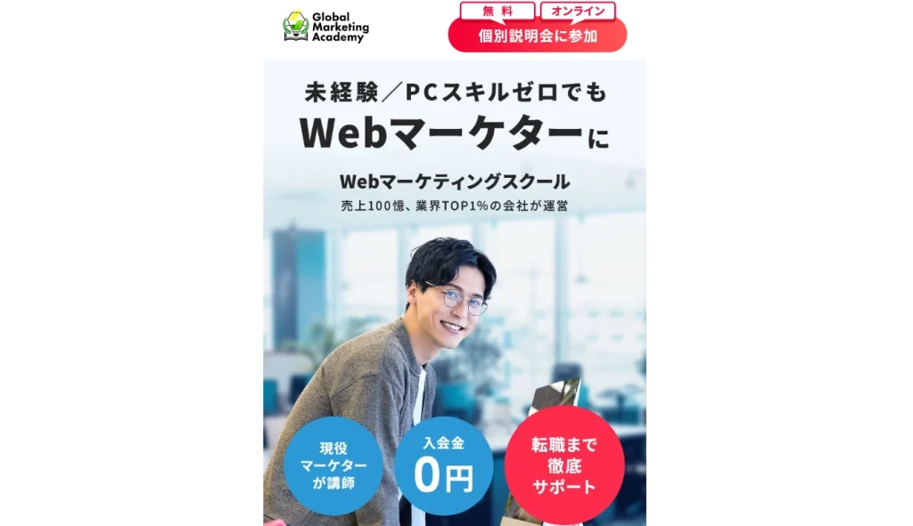 未経験/PCスキルゼロでもWebマーケターに Global Marketing Academy
