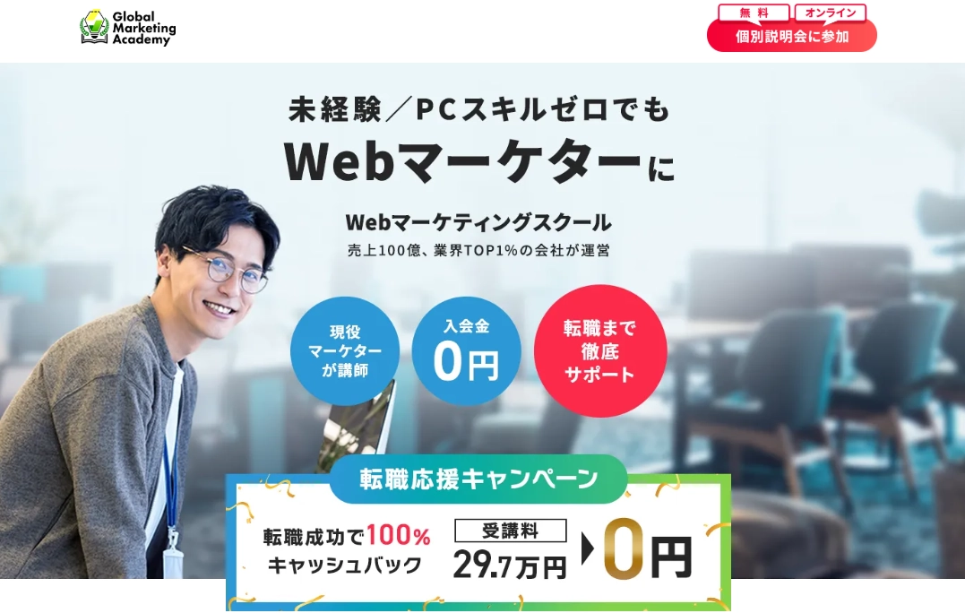 Global Marketing Academy 未経験/PCスキルゼロでもWebマーケターに